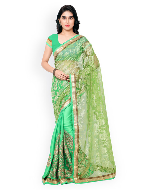 

Colors Green Jacquard & Satin Embroidered Lace Saree