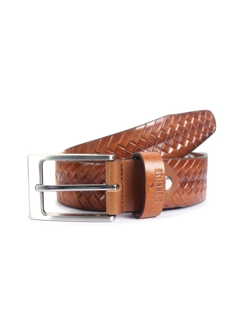 

THE CLOWNFISH Men Brown Textured Leather Belt