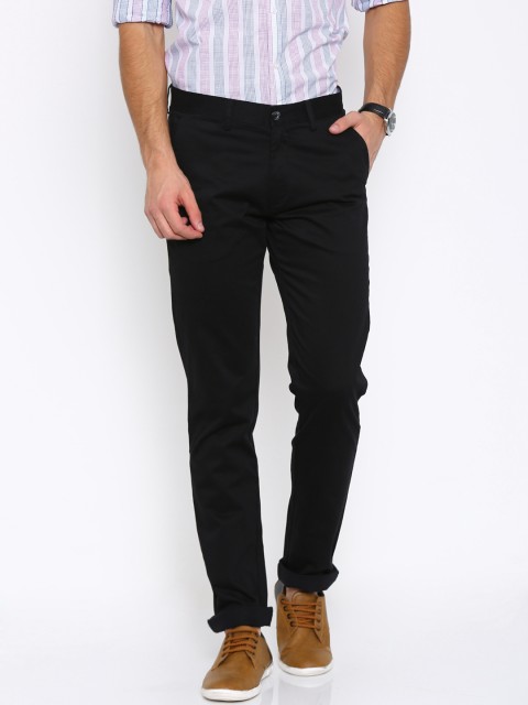 

Arrow Sport Men Black Solid Chrysler Fit Flat-Front Casual Trousers