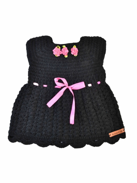 

The Original Knit Girls Black A-Line Hand Knitted Dress