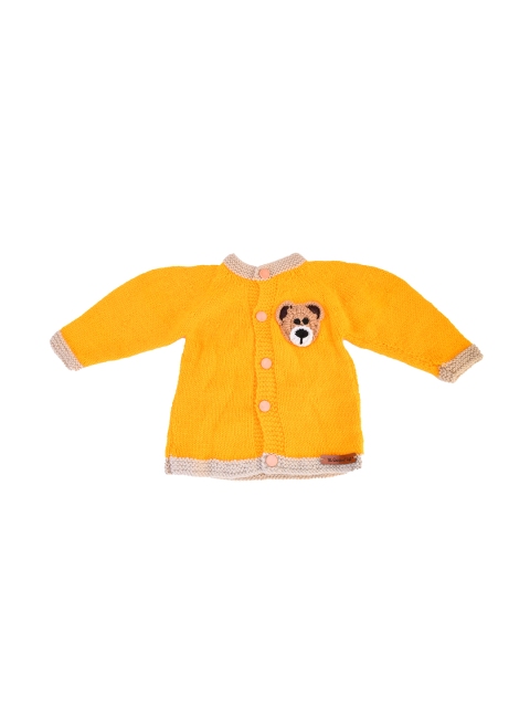 

The Original Knit Unisex Kids Yellow & Tan Cardigan with Embroidered Detail