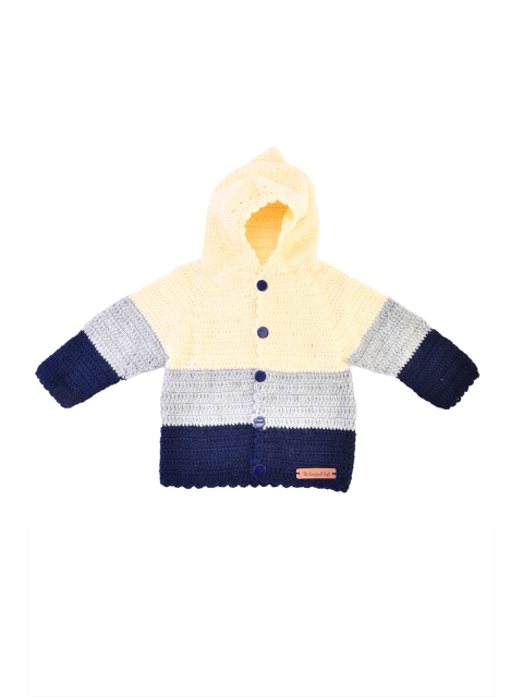 

The Original Knit Unisex Kids Grey & Blue Colourblocked Cardigan