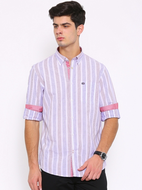 

Arrow Sport Men White & Blue Slim Fit Striped Casual Shirt
