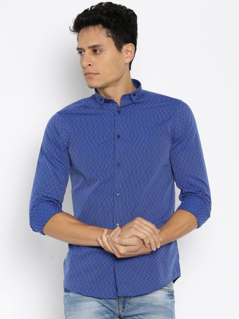 

Arrow New York Men Blue Slim Fit Self-Design Casual Shirt