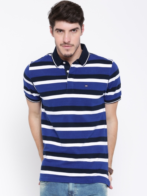 

Arrow Sport Men Blue Striped Polo Collar T-shirt