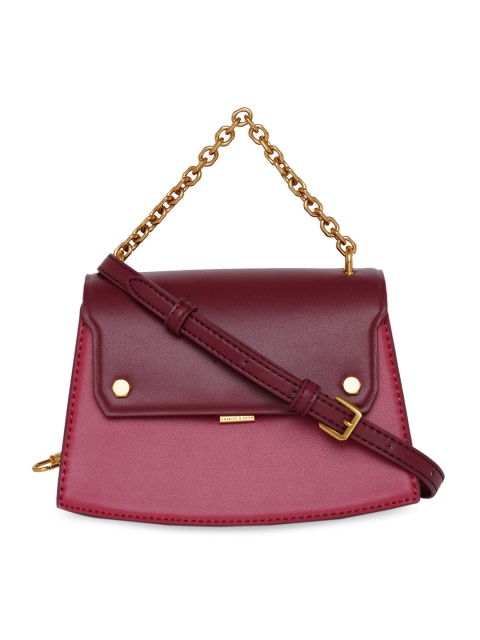 

CHARLES & KEITH Women Rose & Maroon Colourblocked Sling Bag