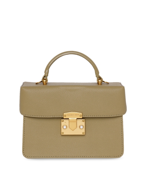 

CHARLES & KEITH Women Khaki Satchel Bag