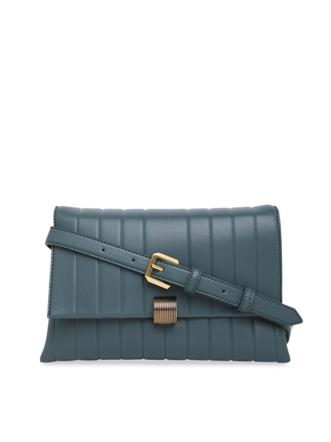 

CHARLES & KEITH Teal Textured PU Structured Sling Bag with Quilted