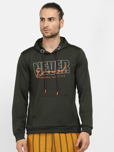 

V2 Value & Variety Men Green Printed Hooded Sweatshirt