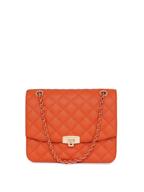 

CHARLES & KEITH Orange Textured Envelope Clutch