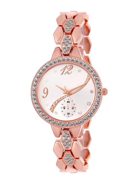 

PERCLUTION ENTERPRISE Women Rose Gold Embellished Dial & Stainless Steel Bracelet Watch