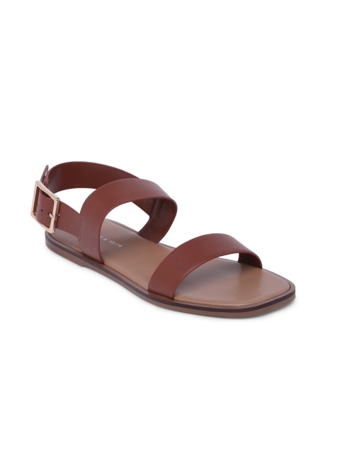 

CHARLES & KEITH Women Brown Open Toe Flats with Buckles