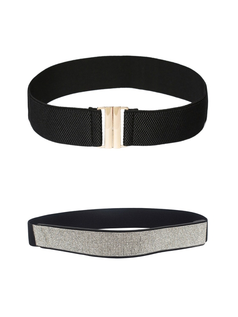 

CRUSSET Women Set of 2 Textured Belt, Black