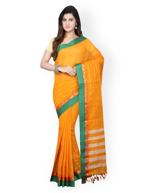 

Pavechas Yellow Mangalagiri Cotton Traditional Saree