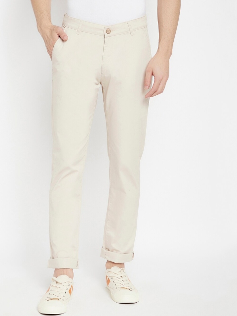 

Crimsoune Club Men Cream-Coloured Slim Fit Trousers