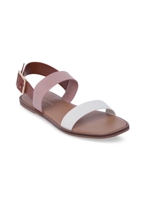 

CHARLES & KEITH Women Multicoloured Colourblocked Open Toe Flats with Buckles, Multi