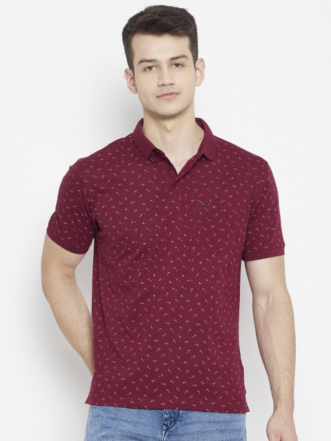 

Crimsoune Club Men Maroon Abstract Printed Slim Fit Pure Cotton T-shirt