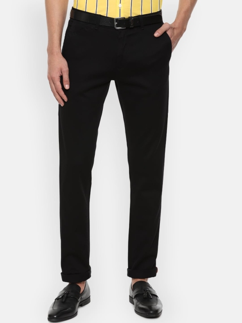 

V Dot Men Black Mid-Rise Slim Fit Trousers