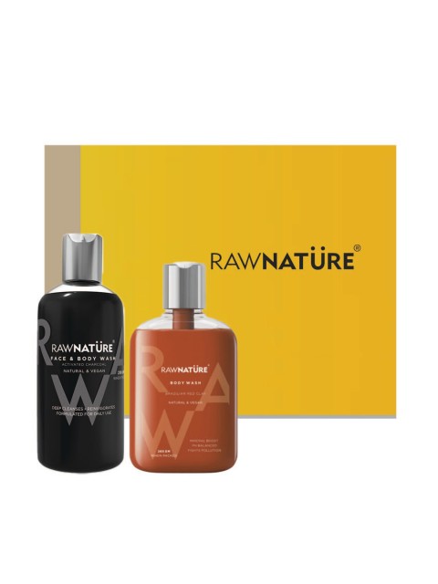 

RAW NATURE Set of 2 Activated Charcoal & Brazilian Red Clay Body Wash, Yellow