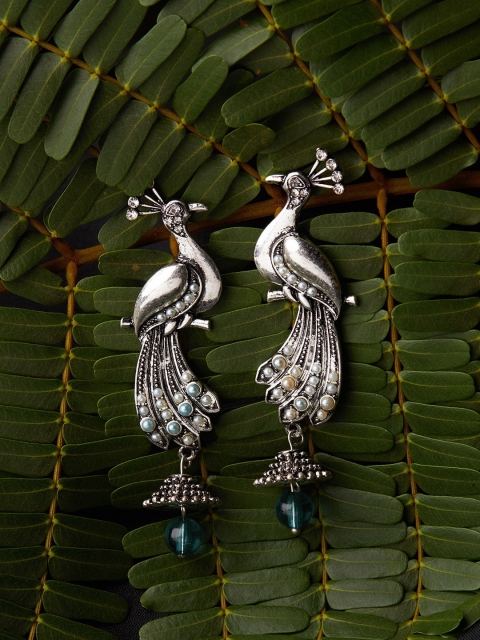 

Accessorize Silver-Toned Peacock Shaped Drop Earrings