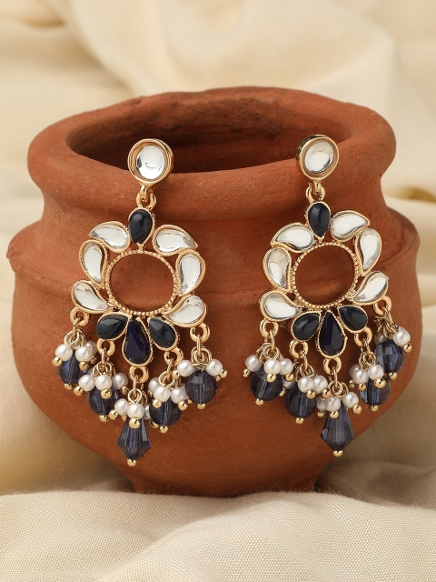 

Accessorize Navy Blue & Gold-Toned Contemporary Drop Earrings