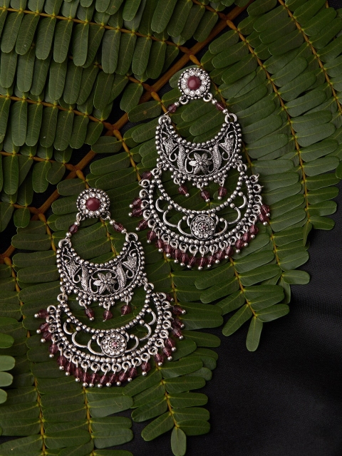 

Accessorize Silver-Toned & Pink Contemporary Chandbalis Earrings