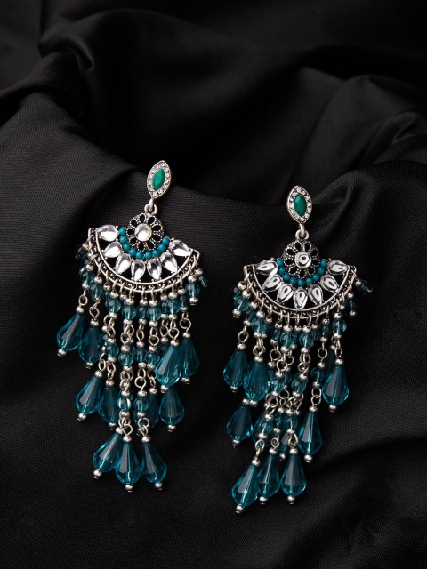 

Accessorize Silver-Toned & Blue Contemporary Drop Earrings