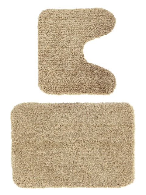 

OBSESSIONS Brown Solid Anti-Skid Bath Mat With Contour Mat