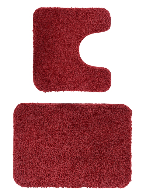 

OBSESSIONS Red Solid Bath Mat With Contour Mat