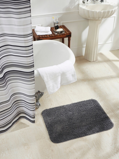 

OBSESSIONS Grey Textured Diana Anti-Skid Bath Rug