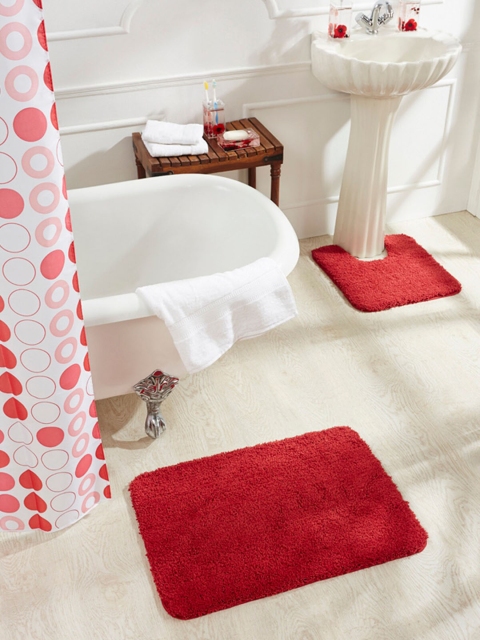 

OBSESSIONS Red Solid Diana Bath Mat With Contour Mat