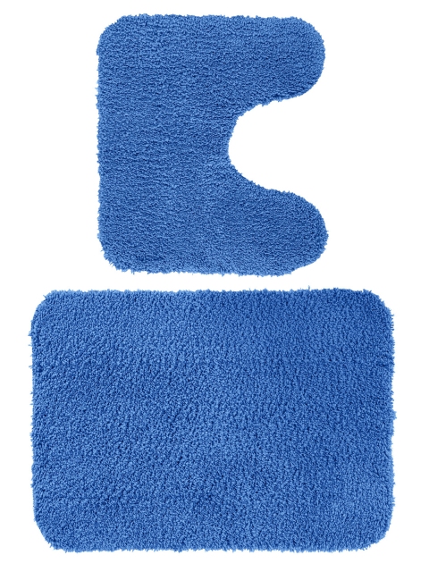 

OBSESSIONS Blue Solid Diana Anti-Skid Bath Mat With Contour Mat