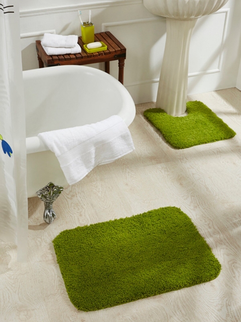 

OBSESSIONS Lime Green Solid Diana Solid Bath Rug With Contour Rug
