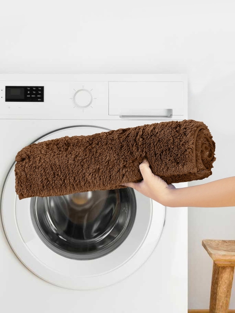 

OBSESSIONS Beige Solid Pure Cotton Anti-Skid Bath Rug