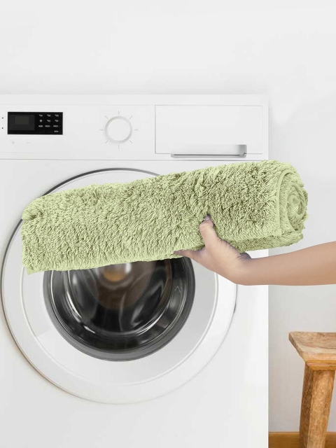 

OBSESSIONS Olive Green Solid Pure Cotton Anti-Skid Bath Rug