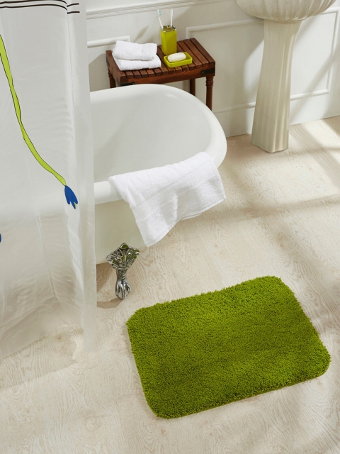 

OBSESSIONS Green Textured Diana Anti-Skid Bath Rug