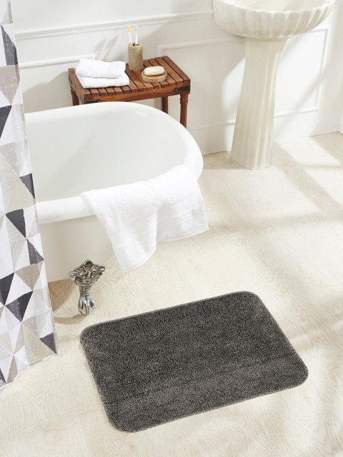 

OBSESSIONS Grey Solid Grace Anti-Skid Bath Rug