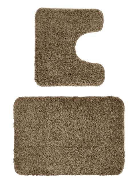 

OBSESSIONS Oilve Green Solid Anti-Skid Grace Bath Rug With Contour Mat, Olive