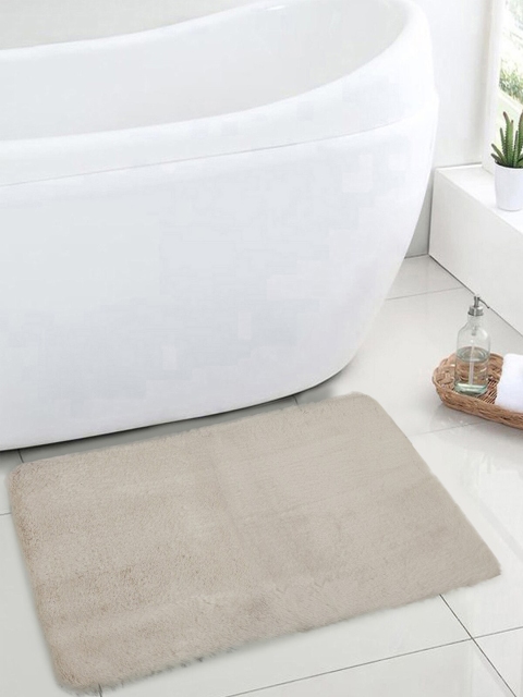 

OBSESSIONS Cream-Coloured Solid Galaxy 1000 GSM Anti-Skid Bath Rug