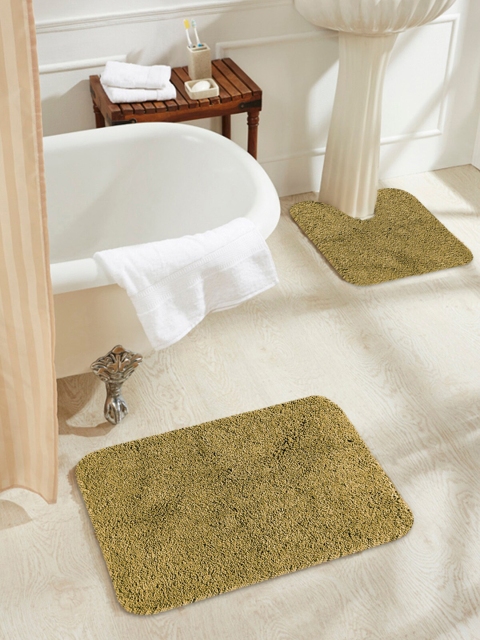 

OBSESSIONS Beige Solid Diana Bath Rug With Contour Rug