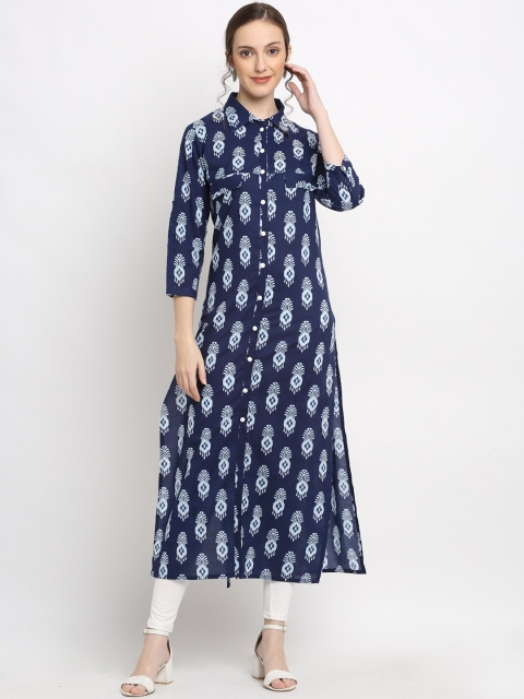 

DIVA WALK Women Blue & White Ethnic Motifs Printed Kurta