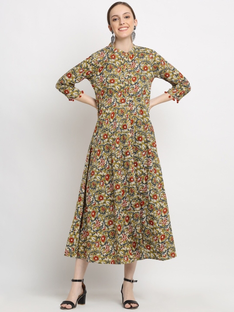 

DIVA WALK Women Green & Red Floral Printed Kurta