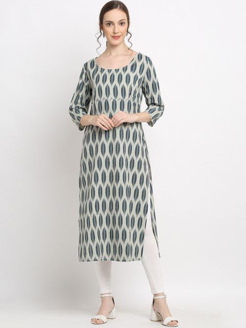 

DIVA WALK Women Grey & Blue Printed Kurta
