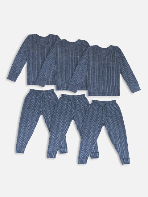 

Miss & Chief Unisex Kids Pack Of 3 Grey Striped Thermal Sets