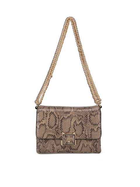 

Da Milano Beige Animal Textured Leather Structured Sling Bag