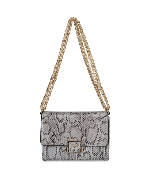 

Da Milano Grey Animal Textured Leather Structured Sling Bag