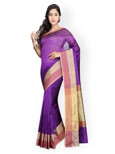 

Pavechas Purple Banarasi Poly Silk & Cotton Traditional Saree