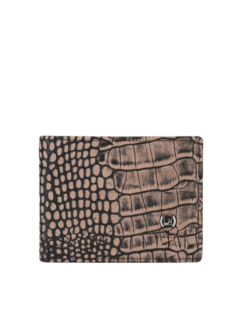 

Da Milano Men Brown & Black Animal Textured Leather Two Fold Wallet