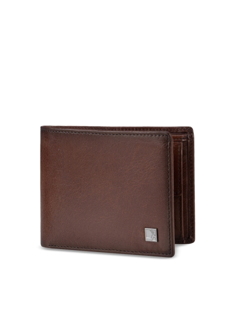 

Da Milano Men Brown Solid Leather Three Fold Wallet