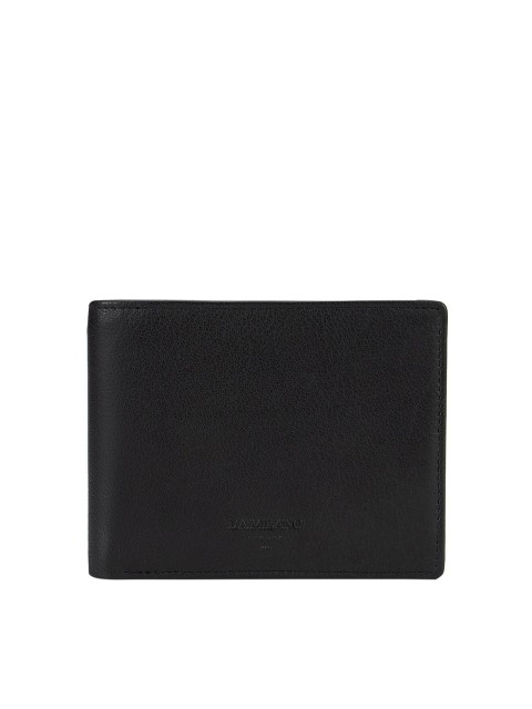 

Da Milano Men Black Textured Leather Three Fold Wallet